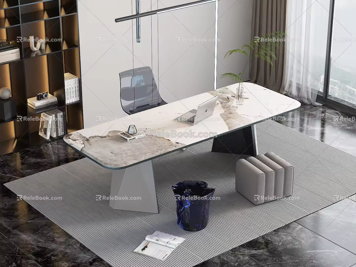 Desk and chair combination study 3d model