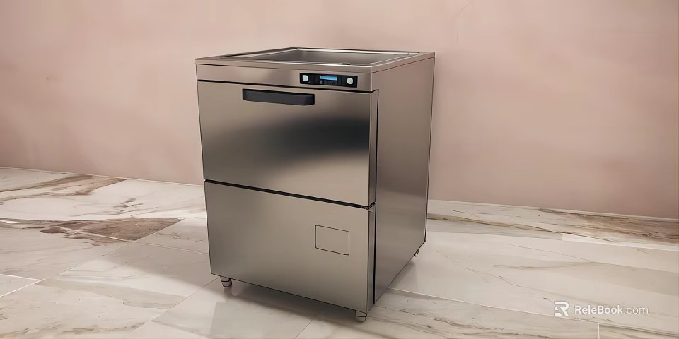 Sleek Stainless Steel Dishwasher With Digital Control Panel In Modern Kitchen 3d model 