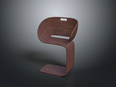 Unique Modern Wooden Chair Featuring Curved Design And Sleek Minimalist Structure 3d model