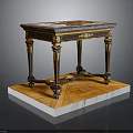 Classic Ornate Table With Carved Details Golden Legs And Decorative Top