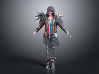 Female Fantasy Character With Feathered Attire And Mythical Creature Elements 3d model