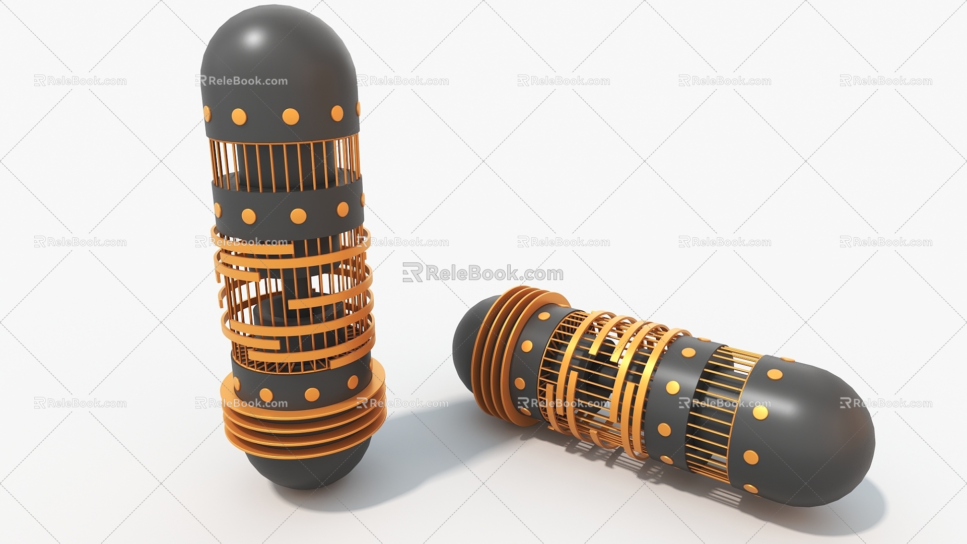 sci-fi capsule cylindrical hard surface machinery high-tech industrial parts 3d model