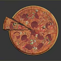 Delicious Pepperoni Pizza With Green Peppers Mushrooms Melted Cheese And Crispy Crust