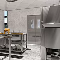 Commercial Restaurant Kitchen Interior Layout With Functional Zones Workstations And Storage