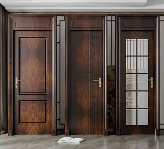 New Chinese Style Swing Door Single Door Combination 3d model