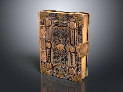 Antique Ornate Book Cover With Intricate Gold Patterns And Decorative Design 3d model