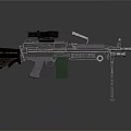 Modern Tactical Machine Gun With Telescopic Sight Tripod Stand And Green Magazine