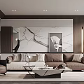 Modern Living Room Interior With Large Sofa Marble Coffee Table And Decorative Artwork 3d model