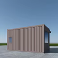 Brown Container Style Supermarket Department Store With Awning And Glass Windows Doors