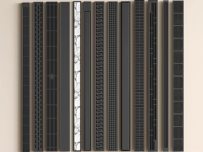 Black Strip Bathroom Accessories With Various Textures And Marble Accent For Modern Bathroom 3d model