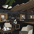 Starbucks Coffee Round Building With Wooden Panels Outdoor Seating Green Umbrellas And Stone Pavement