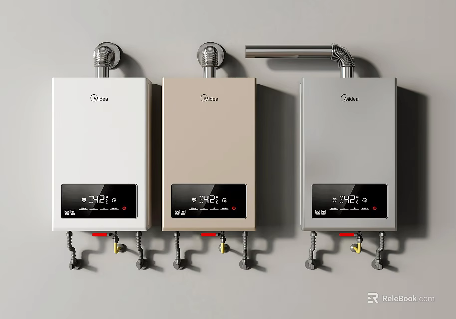 Midea Wall Mounted Water Heaters With Three Colors And Temperature 3d model 