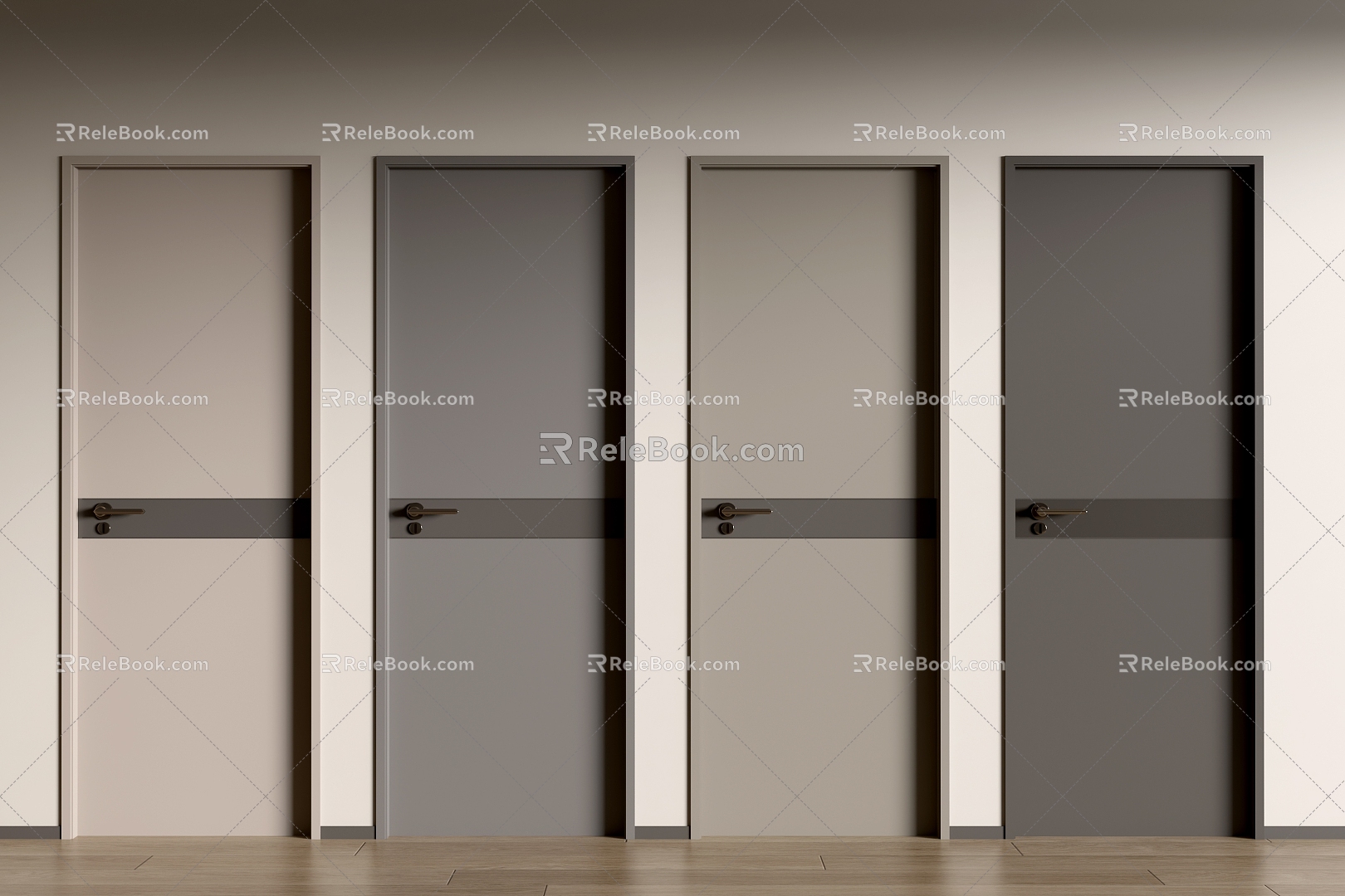 Modern Single Door Bedroom Door Wooden Door 3d model