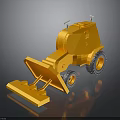 Detailed Orange Bulldozer 3D Model With Reflective Surface And Dark Background