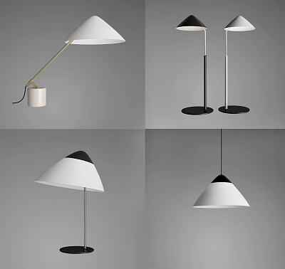 Modern Minimalist Lighting Combinations With White Black Gold Table Floor Pendant Lamps 3d model
