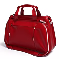 Stylish Red Leather Handbag With Top Handles Shoulder Strap And Metallic Zipper