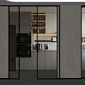 Modern Sliding Doors With Perforated Metal Design In Contemporary Kitchen Interior