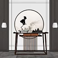 New Chinese-style End View Table Entrance Cabinet 3d model