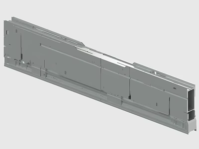 Gray Elongated Metal Mechanical Component With Structural Holes And Connection Points 3d model