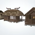 Traditional Chinese Rural Houses With Thatched Roofs Wooden Structures And Earthen Walls