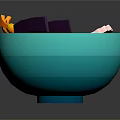 Vibrant Seafood Noodle Soup in Turquoise Bowl with Shrimp Scallop Vegetables and White Base