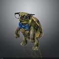 Adorable Turtle Wearing Black Glasses And Blue Bow Tie On Dark Reflective Surface
