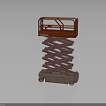 Red Mobile Scissor Lift Featuring Elevated Platform Scissor Mechanism And Wheels