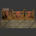 Wooden Decorative Storage Tray With Red Patterned Straps And Textured Base For Home Living Supplies