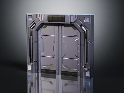 Futuristic Architectural Metal Door Design With Double Panels And Structural Vents 3d model