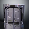 Futuristic Architectural Metal Door Design With Double Panels And Structural Vents 3d model