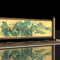 Traditional Chinese Landscape Painting Background Wall With Display Stand And Reflection