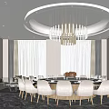 Modern Room Dining Box Room Dining Table and Chair Art Chandelier Round Table and Chair 3d model