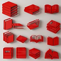 Red Book Wall Decor With Stacked And Open Styles For Home Interior 3d model