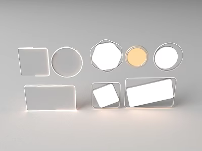 Various Shaped Ceiling Lights Including Square Round Octagonal Rectangular White And Yellow 3d model
