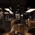 Modern Bar Interior With Sleek Counter Stools Wine Racks And Ambient Lighting Design 3d model
