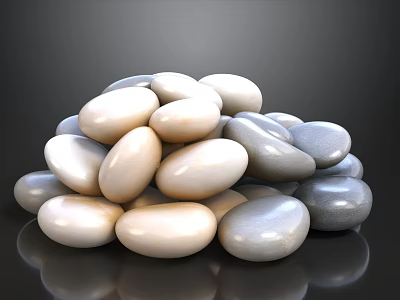 Smooth Glossy Rockery Stones Stacked With White Light Gray And Dark Gray 3d model