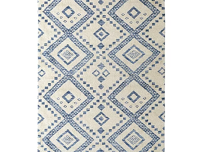 Stylish Square Rug with Blue and White Diamond Geometric Pattern for Home Decor 3d model