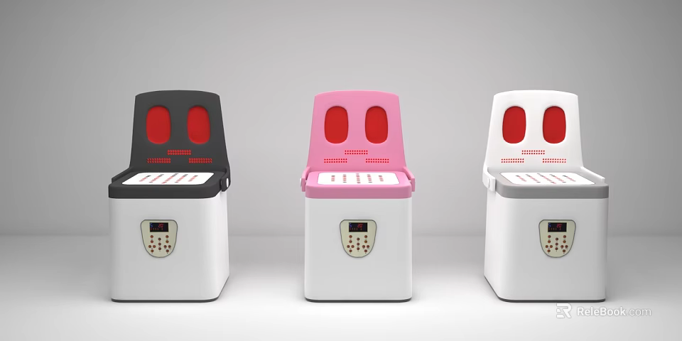 Black Pink White Medical Devices Featuring Red Top Panels And Front Control Panels 3d model 
