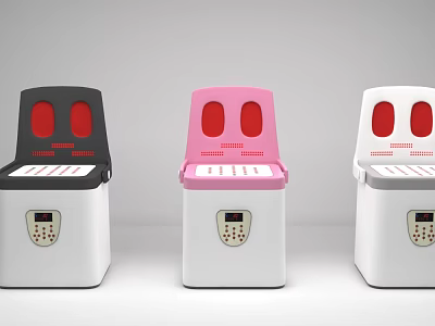Black Pink White Medical Devices Featuring Red Top Panels And Front Control Panels 3d model