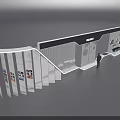 Modern Technology Exhibition Hall With Futuristic Design Curved Structure And Interactive Displays