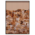 Creative 3D Artwork With Densely Arranged Small Houses In Brown Beige Tones