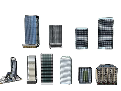 Modern Commercial Complex Architectural Design With Various High Rise Urban Buildings 3d model