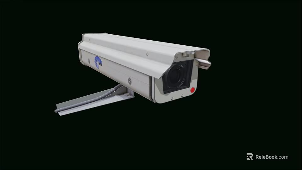 White Outdoor Projection Security Camera With HD Lens And Mounting Bracket 3d model