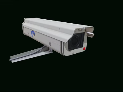 White Outdoor Projection Security Camera With HD Lens And Mounting Bracket 3d model