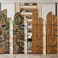 New Chinese-style screen partition combination 3d model