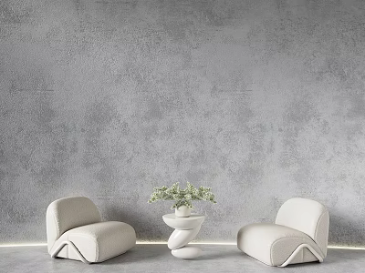 Modern Minimalist Sofa Background Wall With Armchairs And Accent Table 3d model