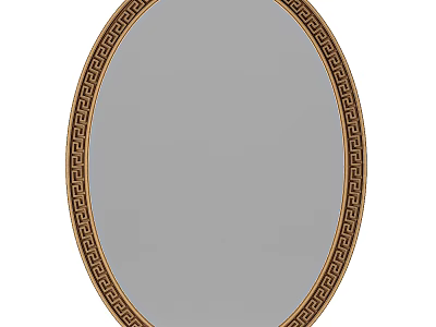 Decorative Oval Mirror With Gold Frame And Greek Key Pattern Design 3d model
