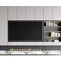 Modern TV Background Wall Design With Built in Bookshelves And Marble Base