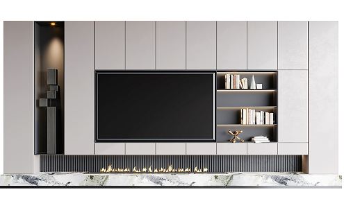 Modern TV background wall 3d model