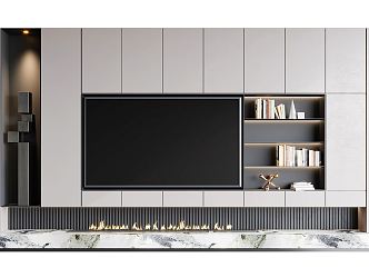 Modern TV background wall 3d model